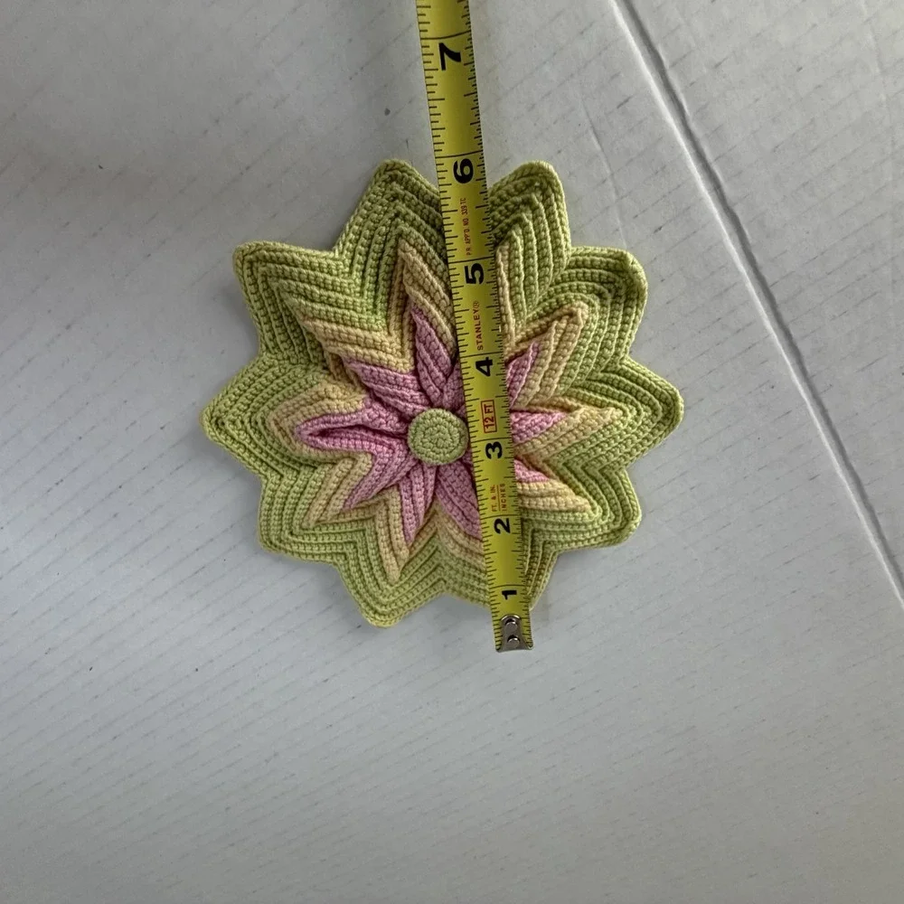 Vintage Pastel Star Shape Doily, Linen, Flower Hippie